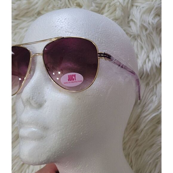 Juicy Couture Pink and Gold Aviator Sunglasses New - Picture 2 of 8